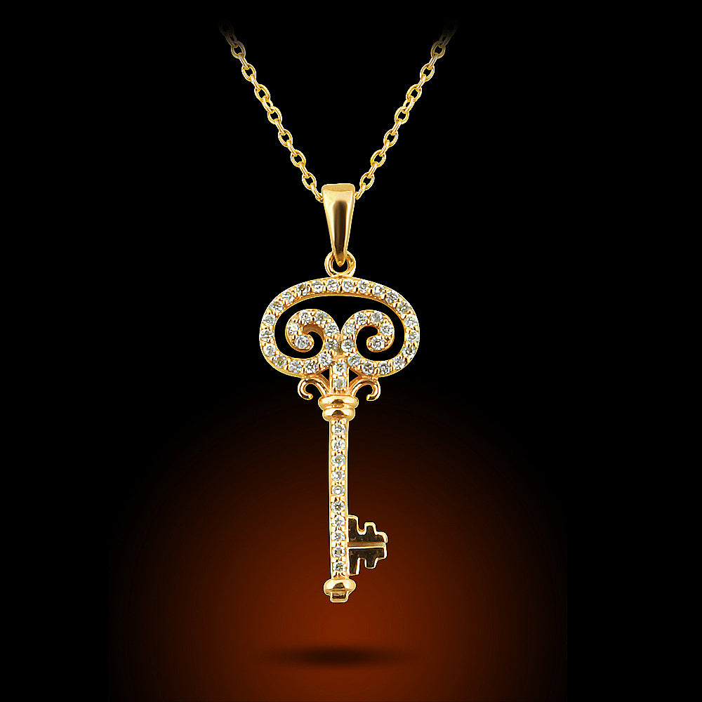 14K Gold Key Pendant 14K Rose Gold