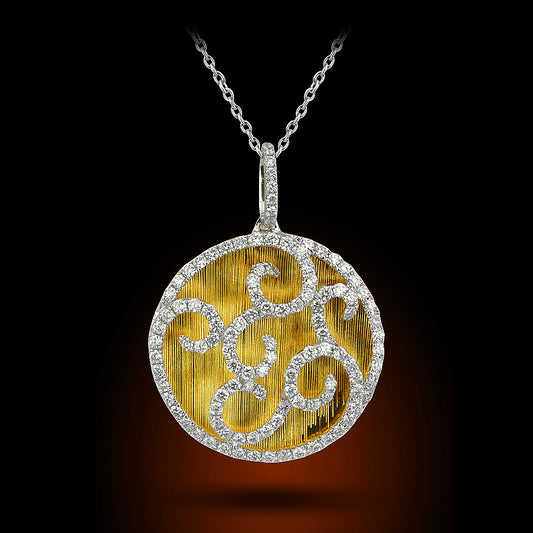 18K Two Tone Diamond Pendant Set With 0.93Ct Diamonds